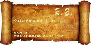 Reichenbach Ete névjegykártya